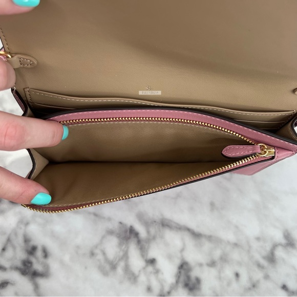 Anna Foldover Clutch Crossbody With Heart Petal Print Chalk Multi - Picture 8 of 10